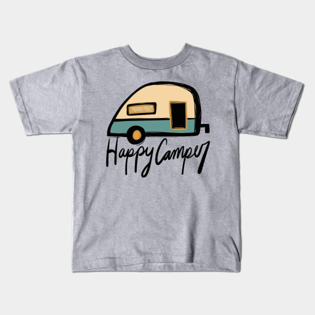 Happy Camper Kids T-Shirt by bubbsnugg